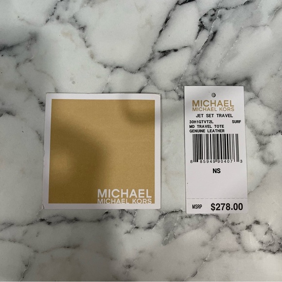 Michael Kors Jet Set Travel Tote Surf Blue Matching Hamilton Wallet - Picture 14 of 16